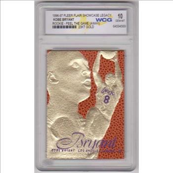 Rookie Graded Gem Mint 10 - Kobe Bryant 1996-97 Flair Showcase Legacy 23 Kt Gold Card