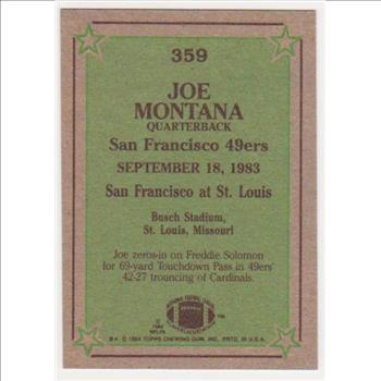 1984 Topps Joe Montana #359 Card - HOF'er