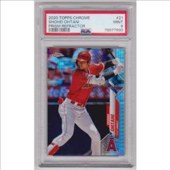 Graded PSA Mint 9 - Shohei Ohtani 2020 Topps Chrome Prism Refractor #21 Insert Card