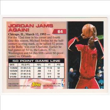 1993-94 Topps Gold Michael Jordan #64 Insert Card