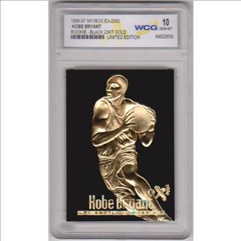 Rookie Graded Gem Mint 10 - Kobe Bryant 1996-97 Skybox EX-2000 Black 23 Kt Gold Card