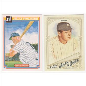Babe Ruth + Mickey Mantle Baseball Card Pair