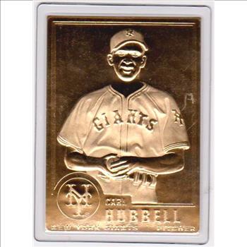 22 kt Gold Carl Hubbell 1996 Danbury Mint Gold Card - HOF'er