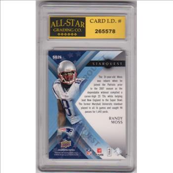 Graded 10 - Randy Moss 2008 Upper Deck Starquest #SQ26 Insert Card