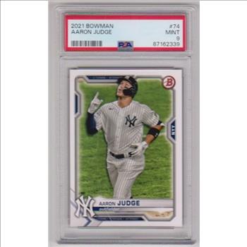 Graded PSA Mint 9 - Aaron Judge 2021 Bowman #74 Card