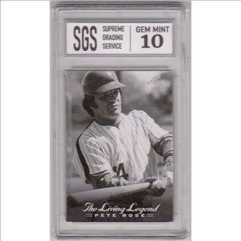 Graded Gem Mint 10 -  Pete Rose 2012 Leaf The Living Legend #29 Card