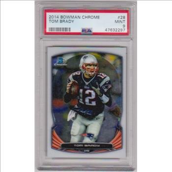 Graded PSA Mint 9 - Tom Brady 2014 Bowman Chrome #28 Card