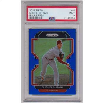 Graded PSA Mint 9 - Shohei Ohtani 2022 Panini Prizm Blue Prizm #41 Parallel Card