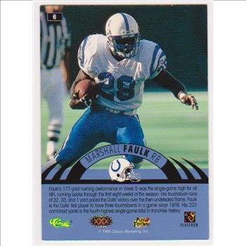 Only 499 Exist - Marshall Faulk 1996 Classic NFL Experience Printers Proof #6 Insert Card