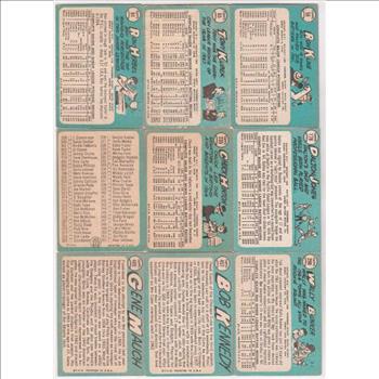 9 Different 1965 Topps Baseball Cards - Tony Kubek + More