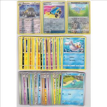 50 Different Pokemon Trading Cards w/ 3 REVERSE HOLOS + More