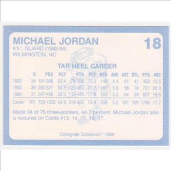 Michael Jordan 1989 North Carolina #18 College Card