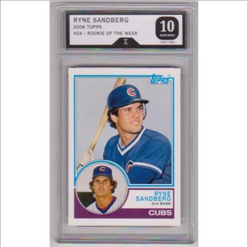 Graded Sigma Gem Mint 10 - Ryne Sandberg 2006 Topps Rookie Of The Week #24 Card
