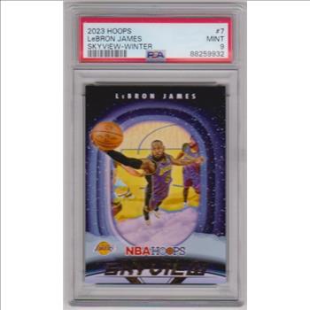 Graded PSA Mint 9 - Lebron James 2023-24 Hoops Skyview Winter #7 Card