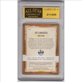 Graded 10 - Joe DiMaggio 2019 Panini Diamond Kings Artist's Proof #19 Card