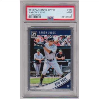 Graded PSA Mint 9 - Aaron Judge 2018 Donruss Optic Variation #114 Card