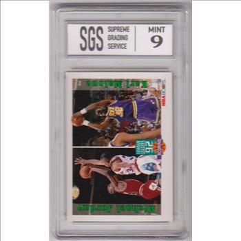 Graded Mint 9 - Michael Jordan/Karl Malone 1992-93 Hoops #320 Card