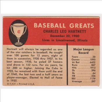 1961 Fleer Gabby Hartnett #41 Card - HOF'er