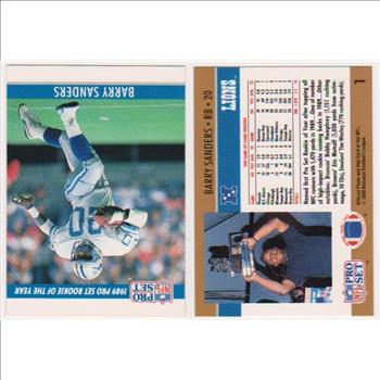 Barry Sanders 1990 Pro Set White Border Double Front Error + Blank Front Error Card Pair