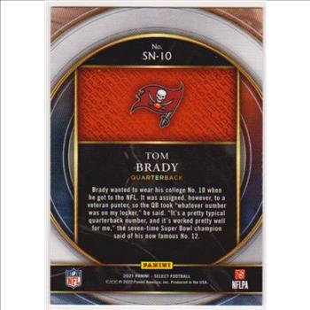 Tom Brady 2021 Panini Select Numbers #SN-10 Insert Card