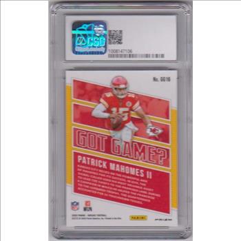 Graded CSG NM/Mint 8.5 - Patrick Mahomes 2020 Panini Mosaic Got Game? Green #GG16 Insert Card