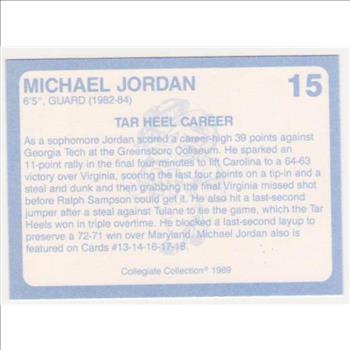 Michael Jordan 1989 North Carolina #15 College Card