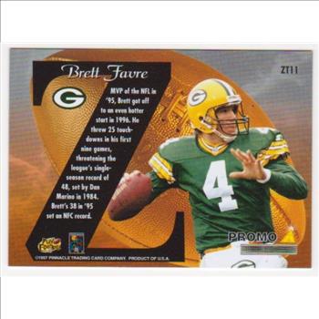 Brett Favre 1997 Zenith Z-Team Mirror Gold #ZT11 Promo Card