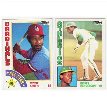 1984 Topps Rickey Henderson #230 + Ozzie Smith #389 Card Pair