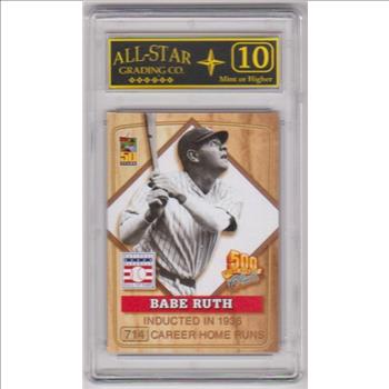 Graded 10 - Babe Ruth 2001 Topps Post 500 Home Run Club #1 Card