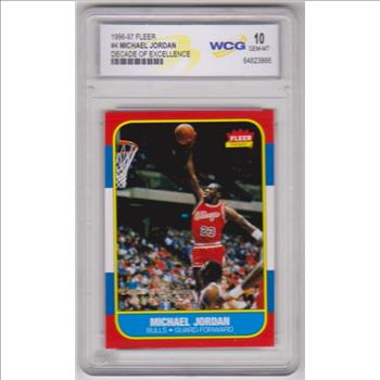 Graded Gem Mint 10 - Michael Jordan 1996-97 Fleer Decade Of Excellence #4 Insert Card