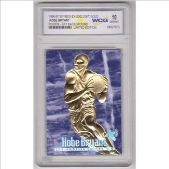 Rookie Graded Gem Mint 10 - Kobe Bryant 1996-97 Skybox EX-2000 Sky Background 23 Kt Gold Card