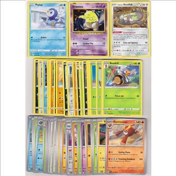 50 Different Pokemon Trading Cards w/ Piplup + More