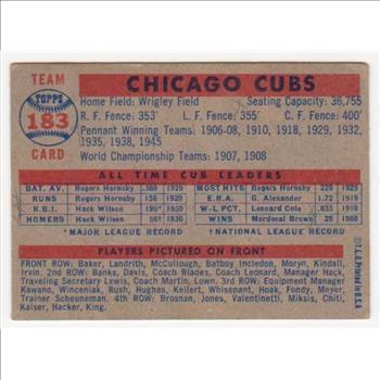1957 Topps Chicago Cubs #183 Team Card w/ Ernie Banks + More