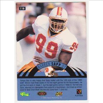 Only 499 Exist - Warren Sapp 1996 Classic NFL Experience Printers Proof #119 Insert Rookie Card
