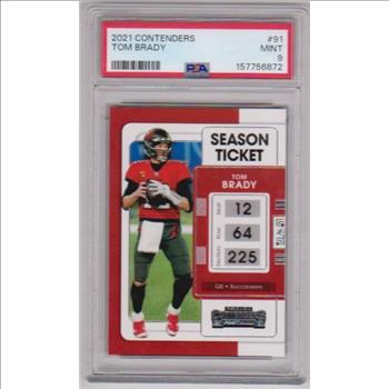 Graded PSA Mint 9 - Tom Brady 2021 Panini Contenders #91 Card