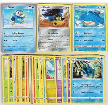 25 Different Pokemon Trading Cards w/ Piplup + More