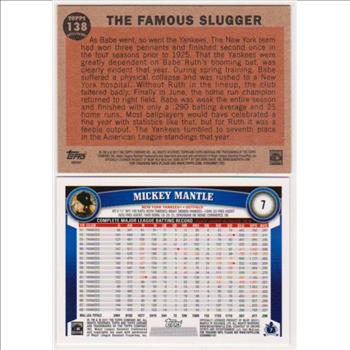 Babe Ruth + Mickey Mantle Baseball Card Pair