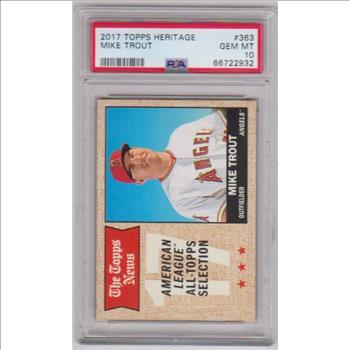 Graded PSA Gem Mint 10 - Mike Trout 2017 Topps Heritage #363 Card
