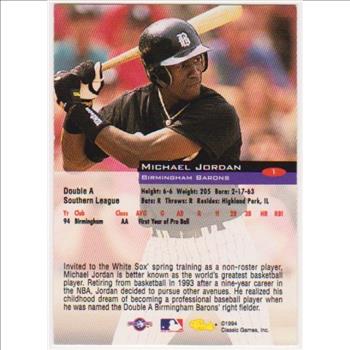 Rookie - Michael Jordan 1994 Classic Minor League #1 Card