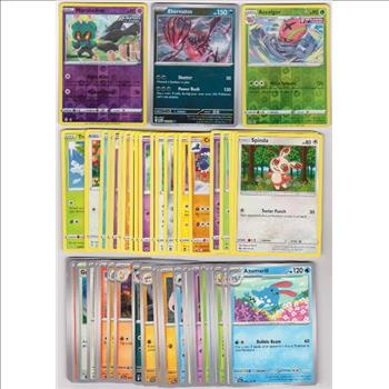 50 Different Pokemon Trading Cards w/ 3 REVERSE HOLOS + More
