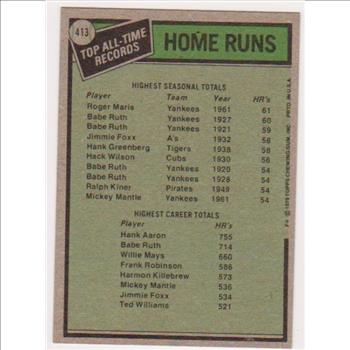 1979 Topps Roger Maris/Hank Aaron #413 Card