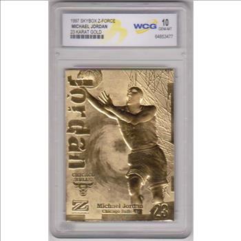 Graded Gem Mint 10 - Michael Jordan 1997 Skybox Z-Force 23 Kt Gold Card