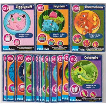 20 Different 1999 Pokemon Master Trainer Cards From Burger King Set w/ Jigglypuff + More