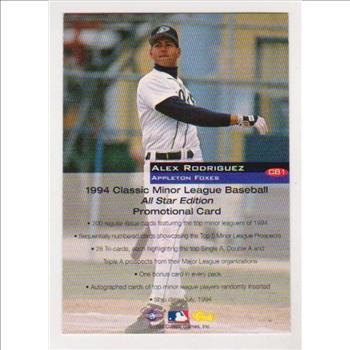 Rookie - Alex Rodriguez 1994 Classic Minor League #CB1 Promo Card