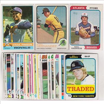 25 Different 1970's Topps Baseball Cards (1973-1979) w/ Vada Pinson + More