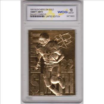 Graded Gem Mint 10 - Emmitt Smith 1995 Bleachers 23 Kt Gold Card