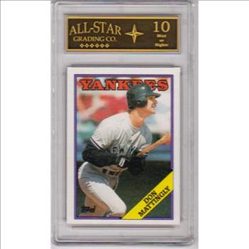 Graded 10 - Wrong Back Error Don Mattingly 1988 Topps Card (Dwight Gooden Back)