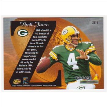 Brett Favre 1997 Zenith Z-Team #ZT11 Promo Card