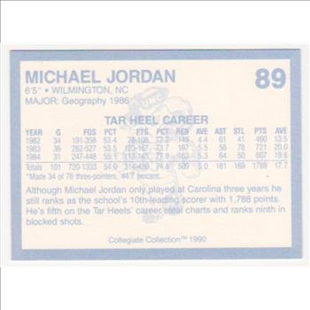 Michael Jordan 1990 North Carolina #89 College Card