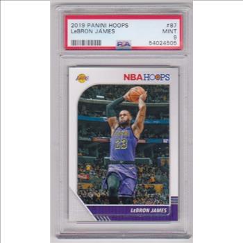 Graded PSA Mint 9 - Lebron James 2019-20 Hoops #87 Card